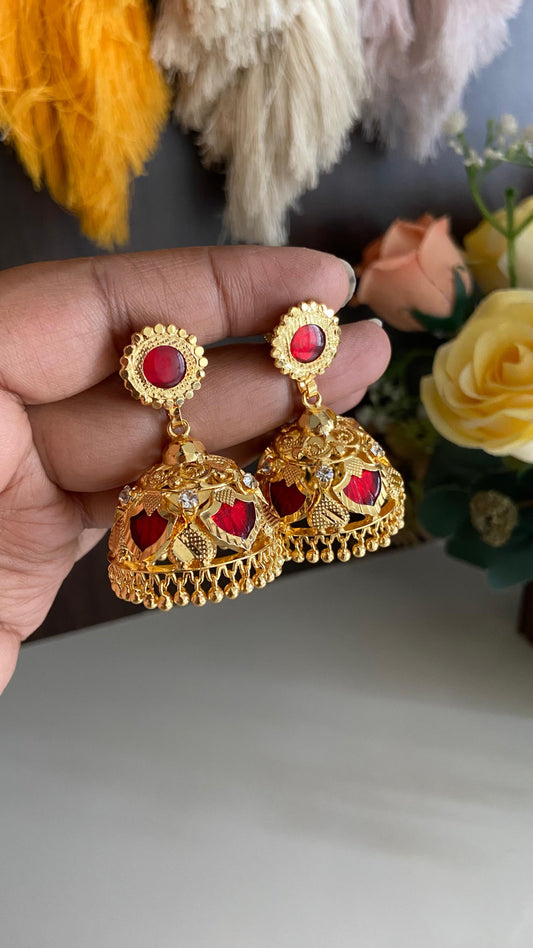 Kerala Traditional Red Palakka Jumka