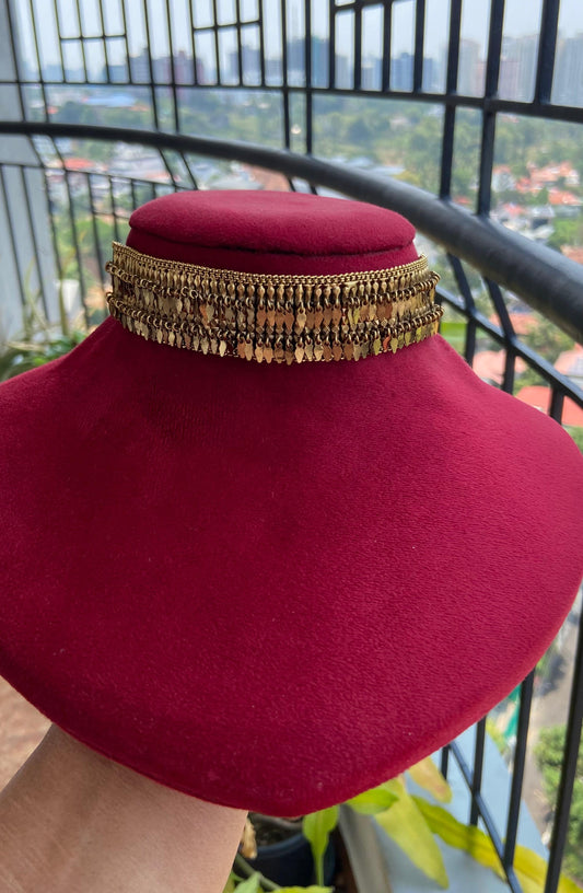Gold Plated Antique Finish 2 Line Elakathali Choker