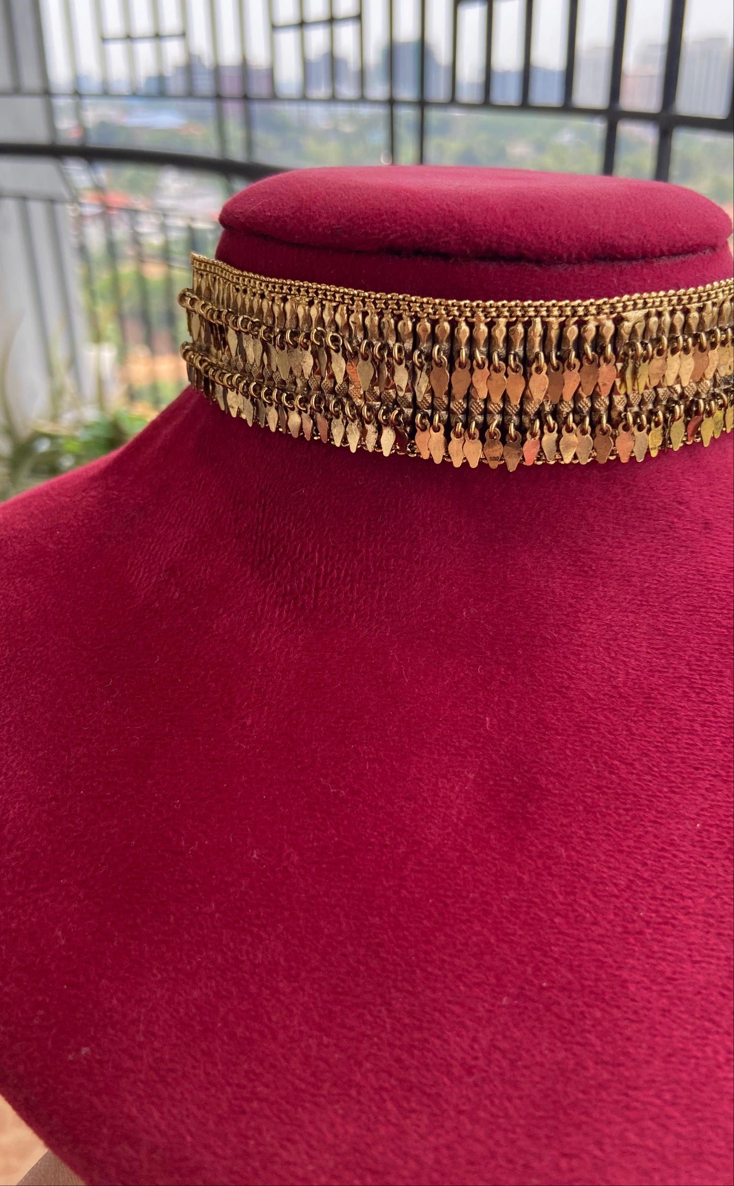 Gold Plated Antique Finish 2 Line Elakathali Choker