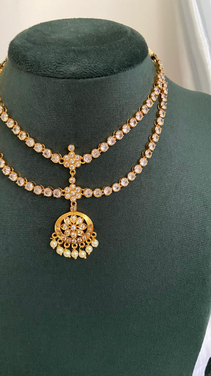 Antique Double Layer Attigai Necklace Set