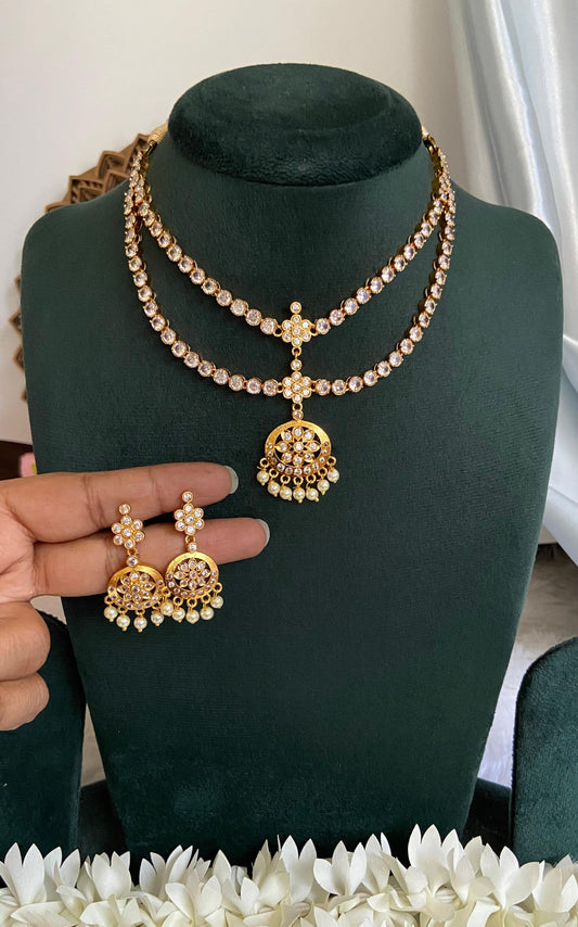 Antique Double Layer Attigai Necklace Set