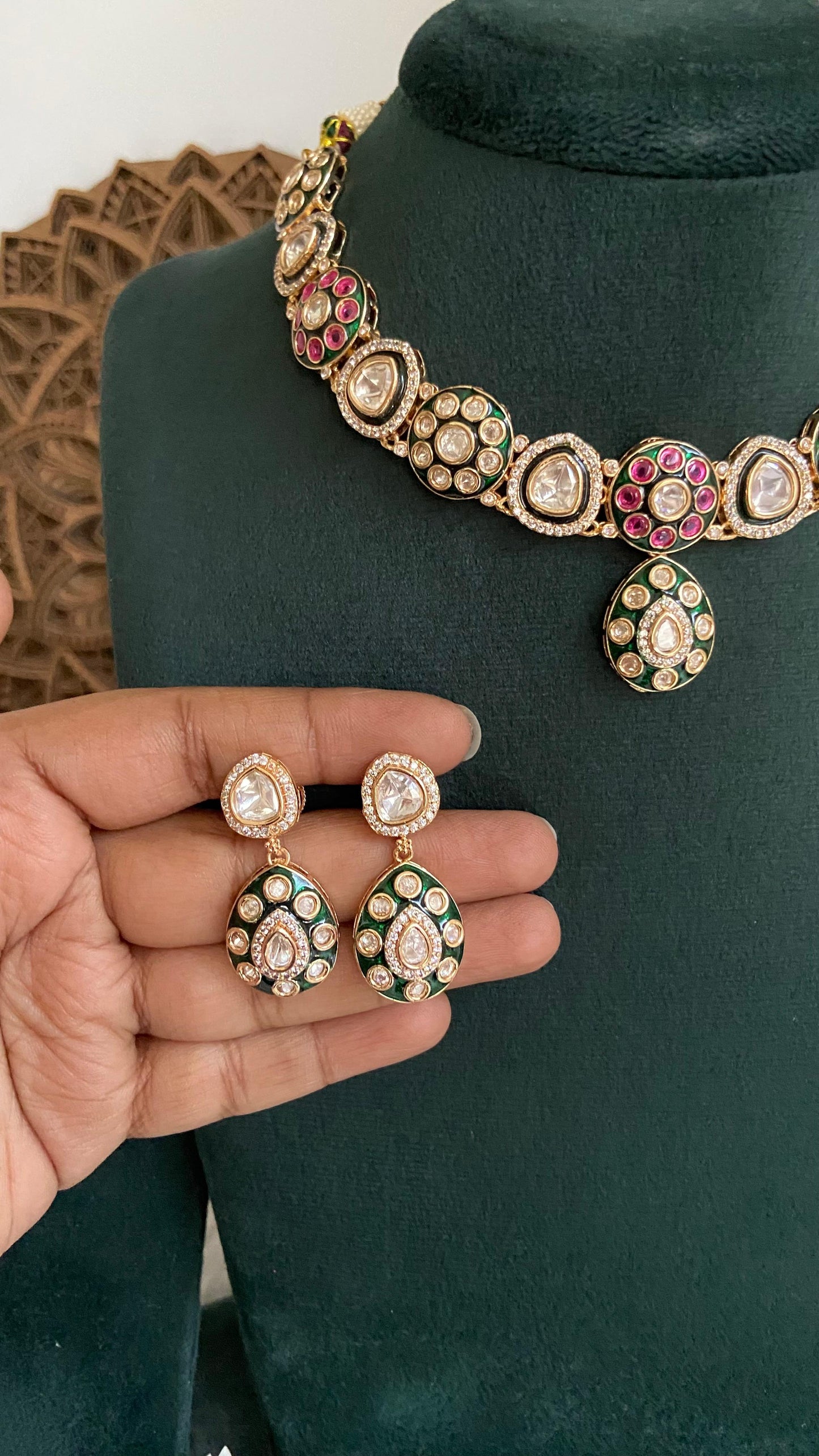 Gulmohar Polki Kundan Necklace Set