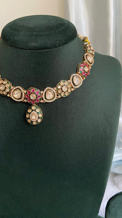 Gulmohar Polki Kundan Necklace Set
