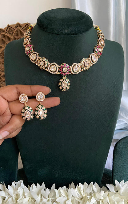 Gulmohar Polki Kundan Necklace Set