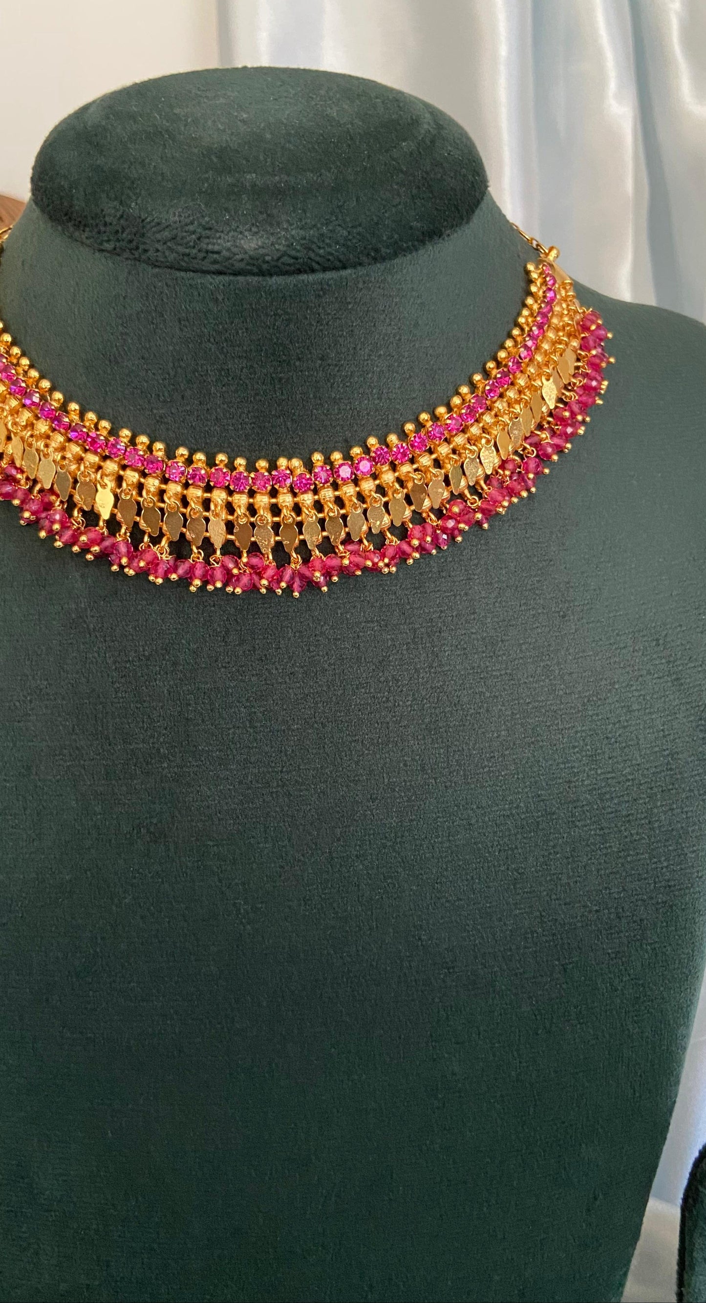 Ruby Crystal Elakathali Necklace Set