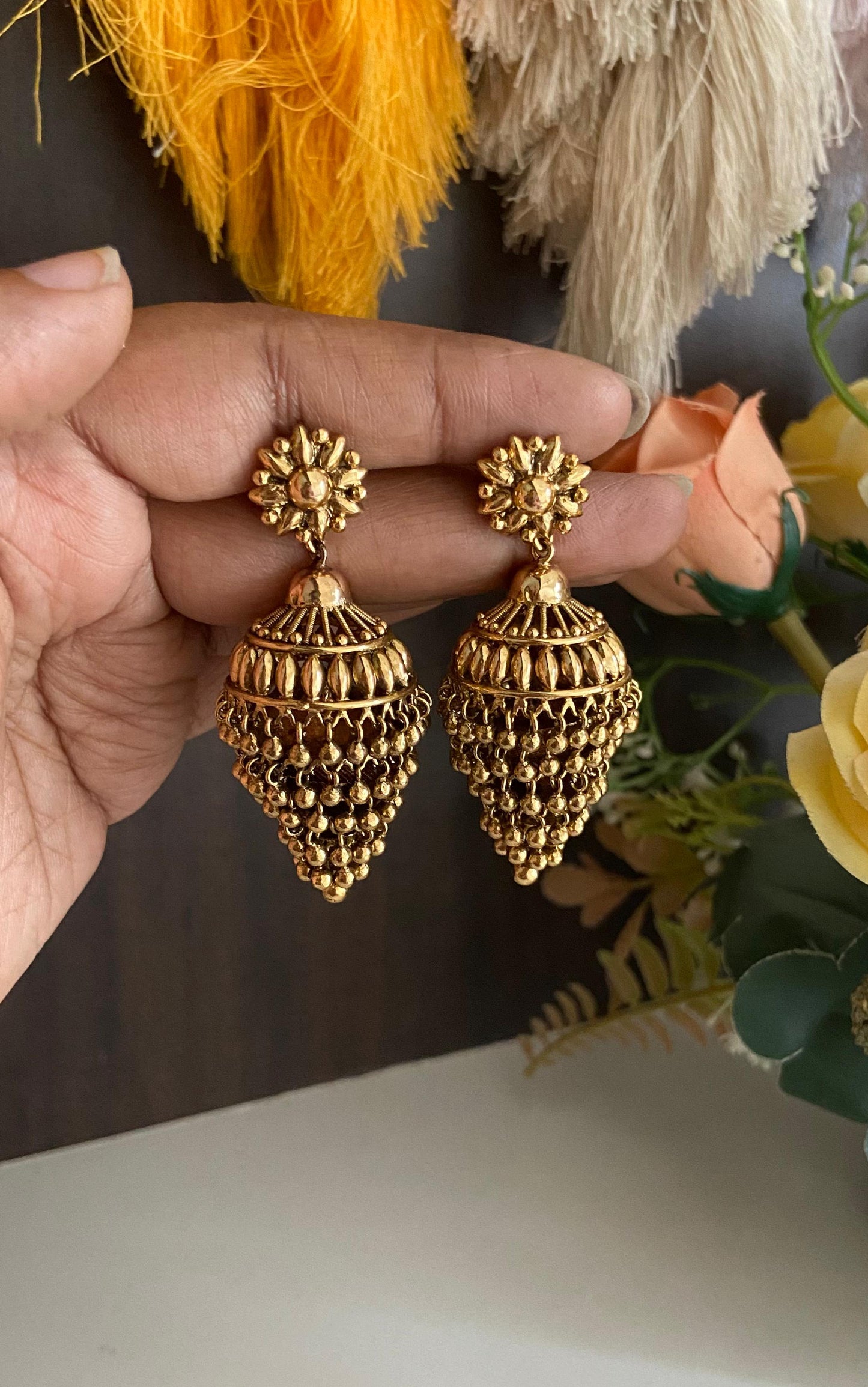 Swarnika Grape Tassel Antique Finish Jumka