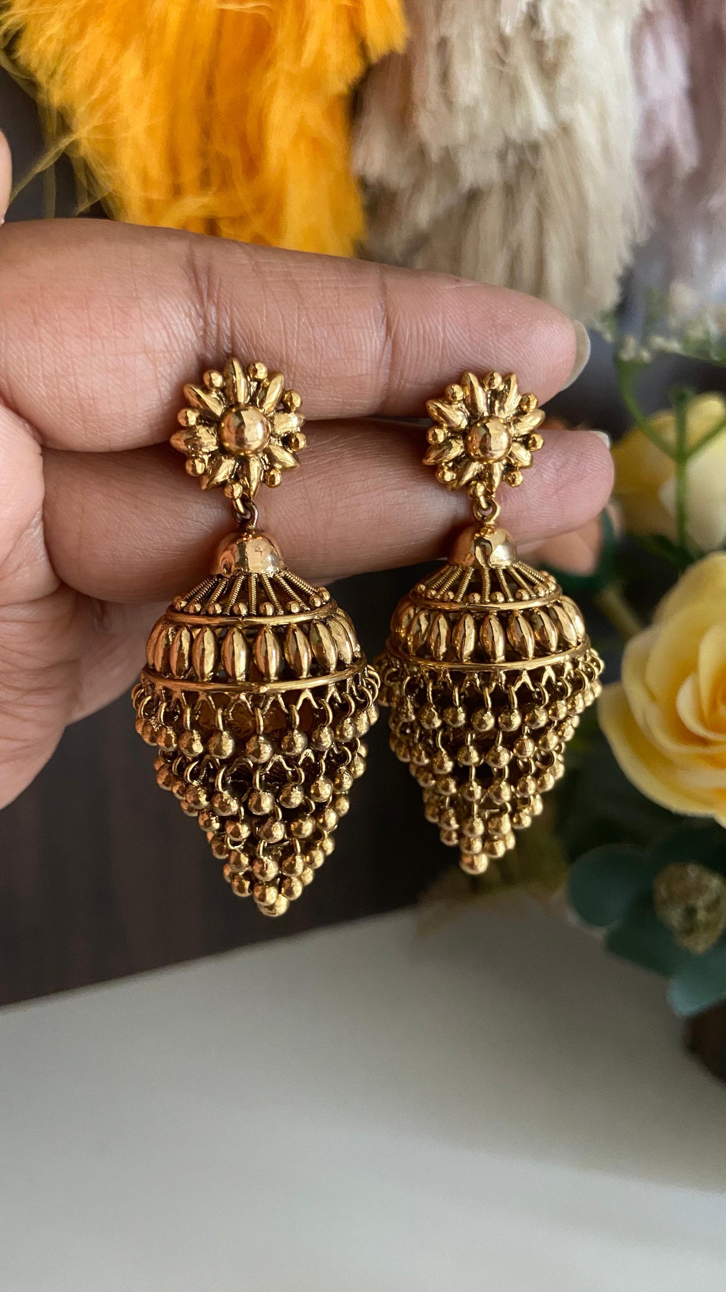 Swarnika Grape Tassel Antique Finish Jumka