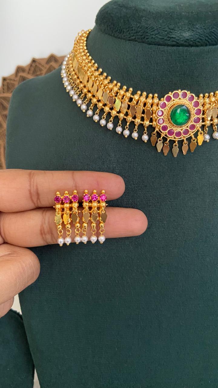 Palakka Pearl Elakathali Choker Set