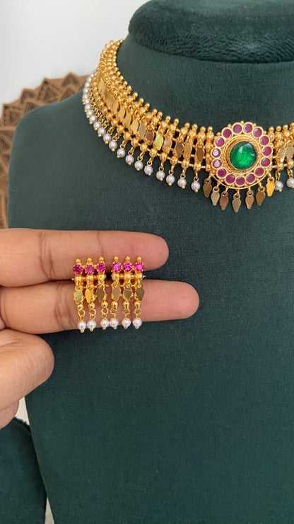 Palakka Pearl Elakathali Choker Set