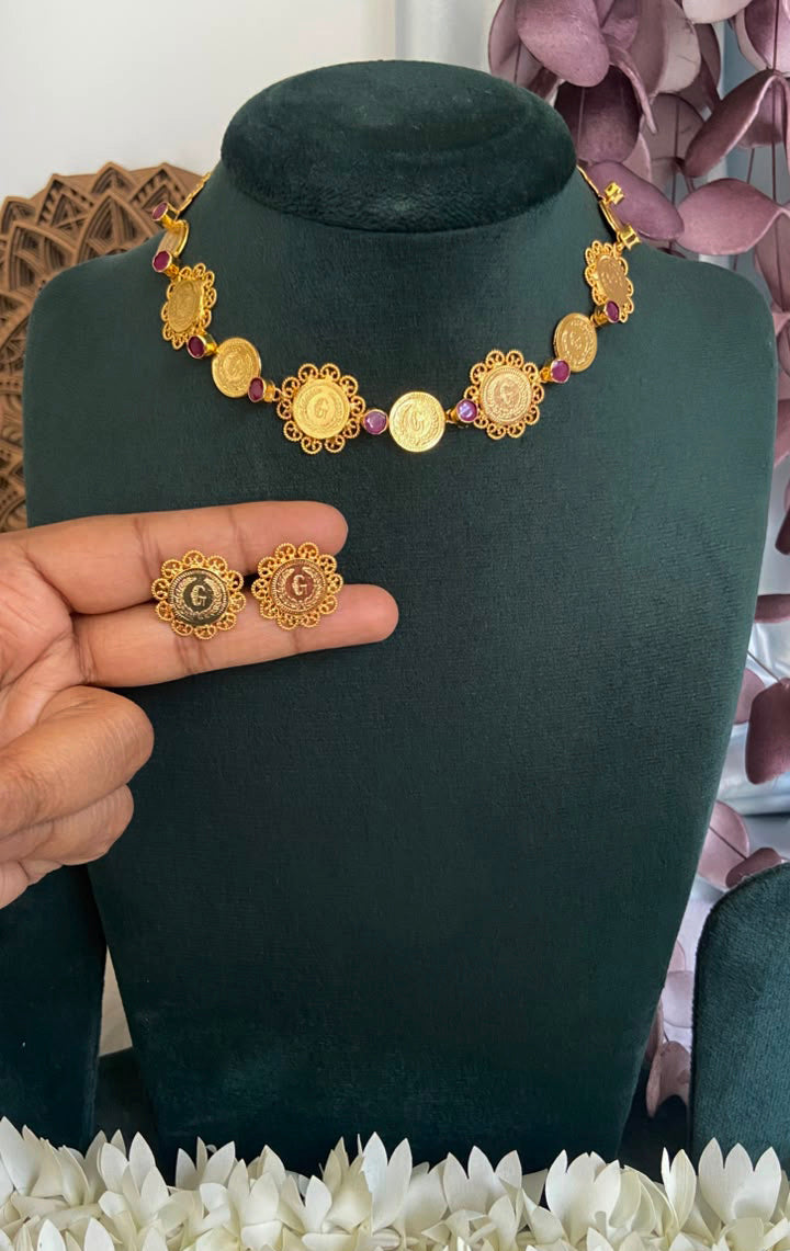 Aadhya Non Idol Coin Necklace Set