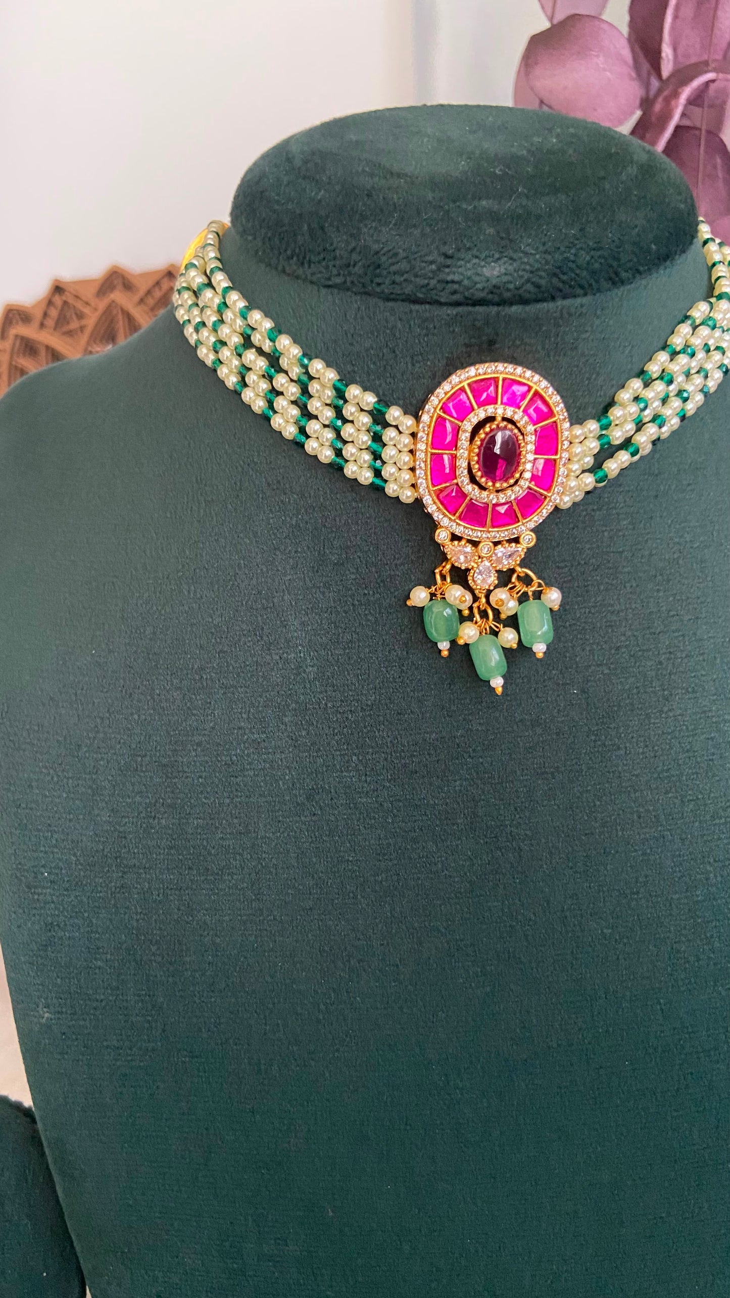 Pink Empress Pearl Choker Set