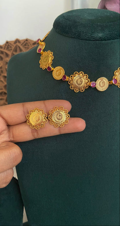 Aadhya Non Idol Coin Necklace Set