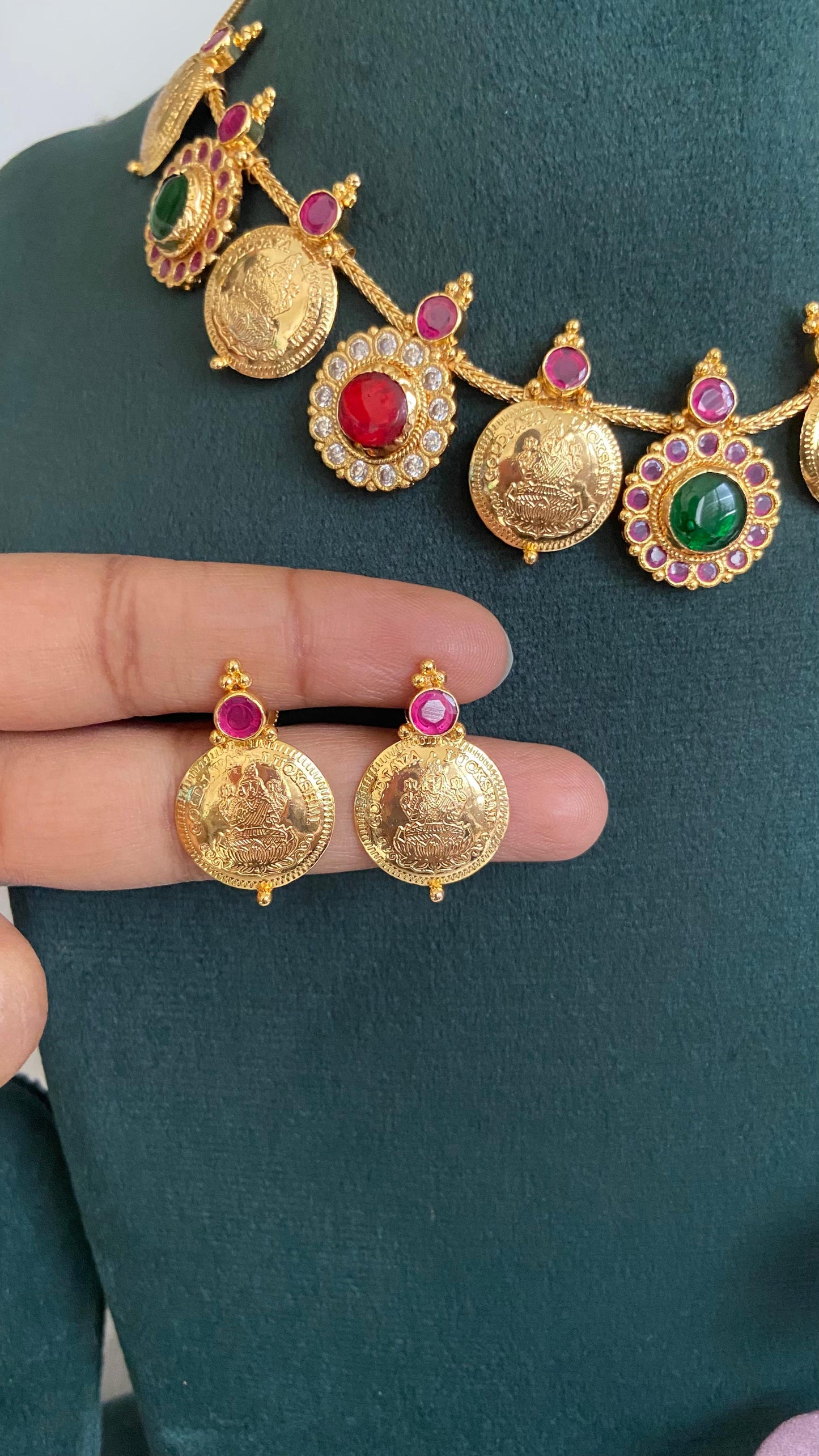 Coin Pathakam Necklace with Earrings