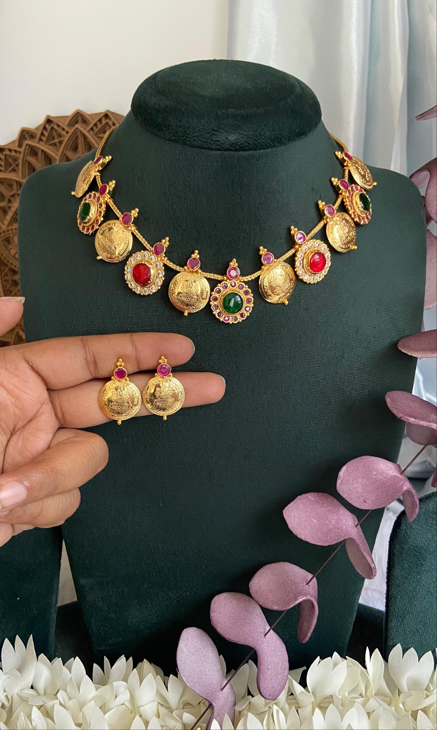 Coin Pathakam Necklace with Earrings