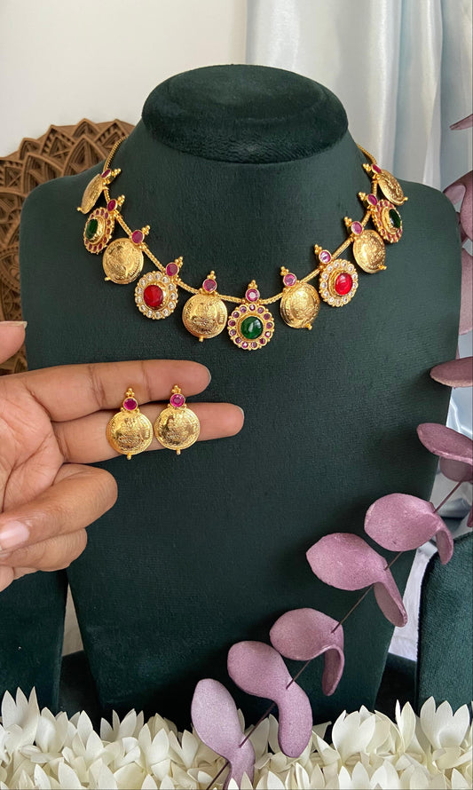 Coin Pathakam Necklace with Earrings