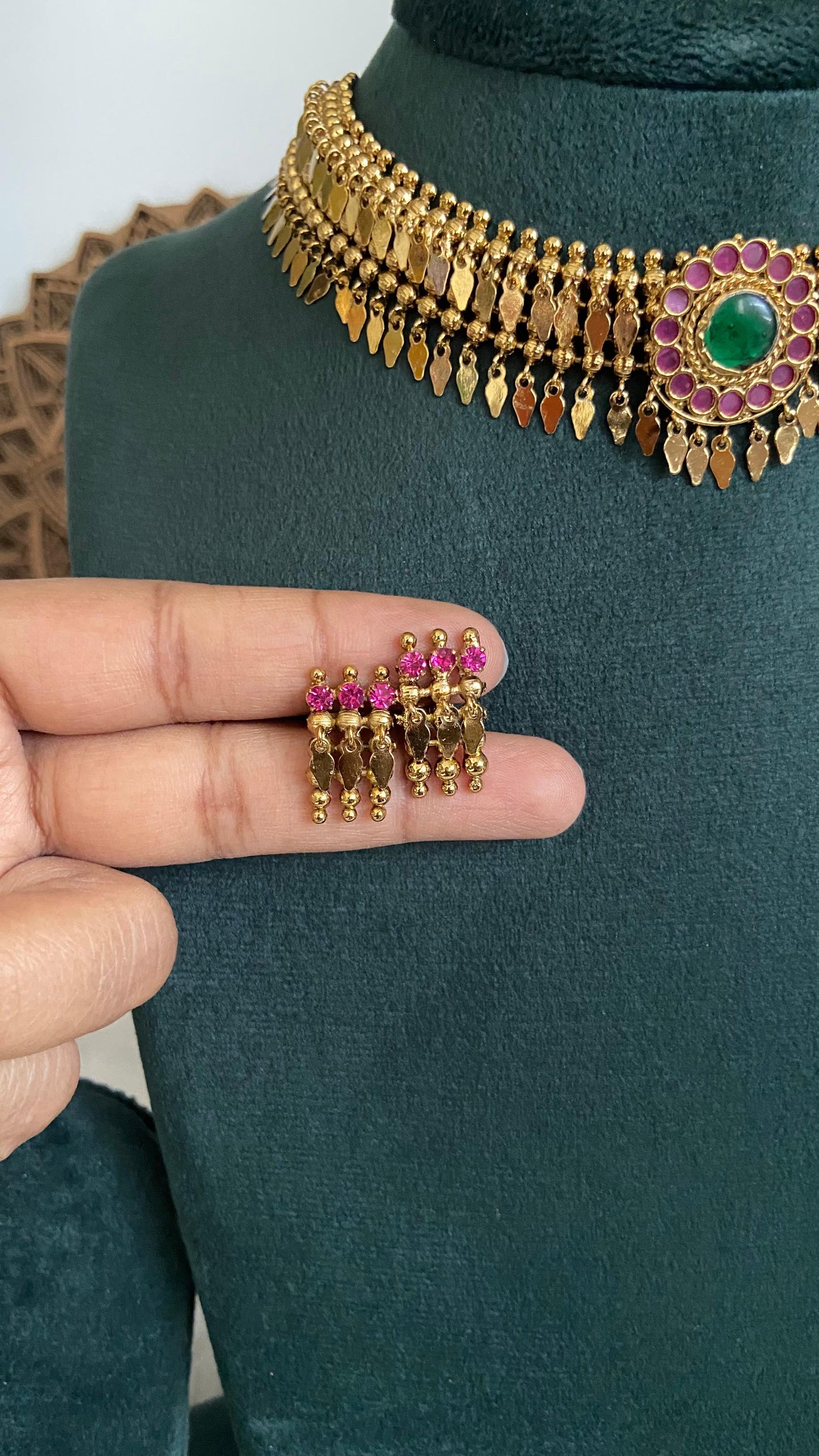 Gold Plated Antique Finish Palakka Elakathali Set