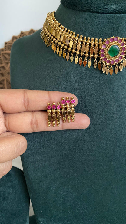 Gold Plated Antique Finish Palakka Elakathali Set