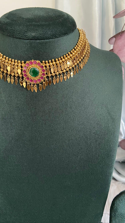 Gold Plated Antique Finish Palakka Elakathali Set