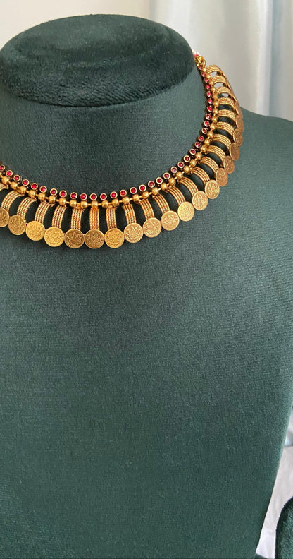 Chinmayi Antique Kemp Coin Necklace Set