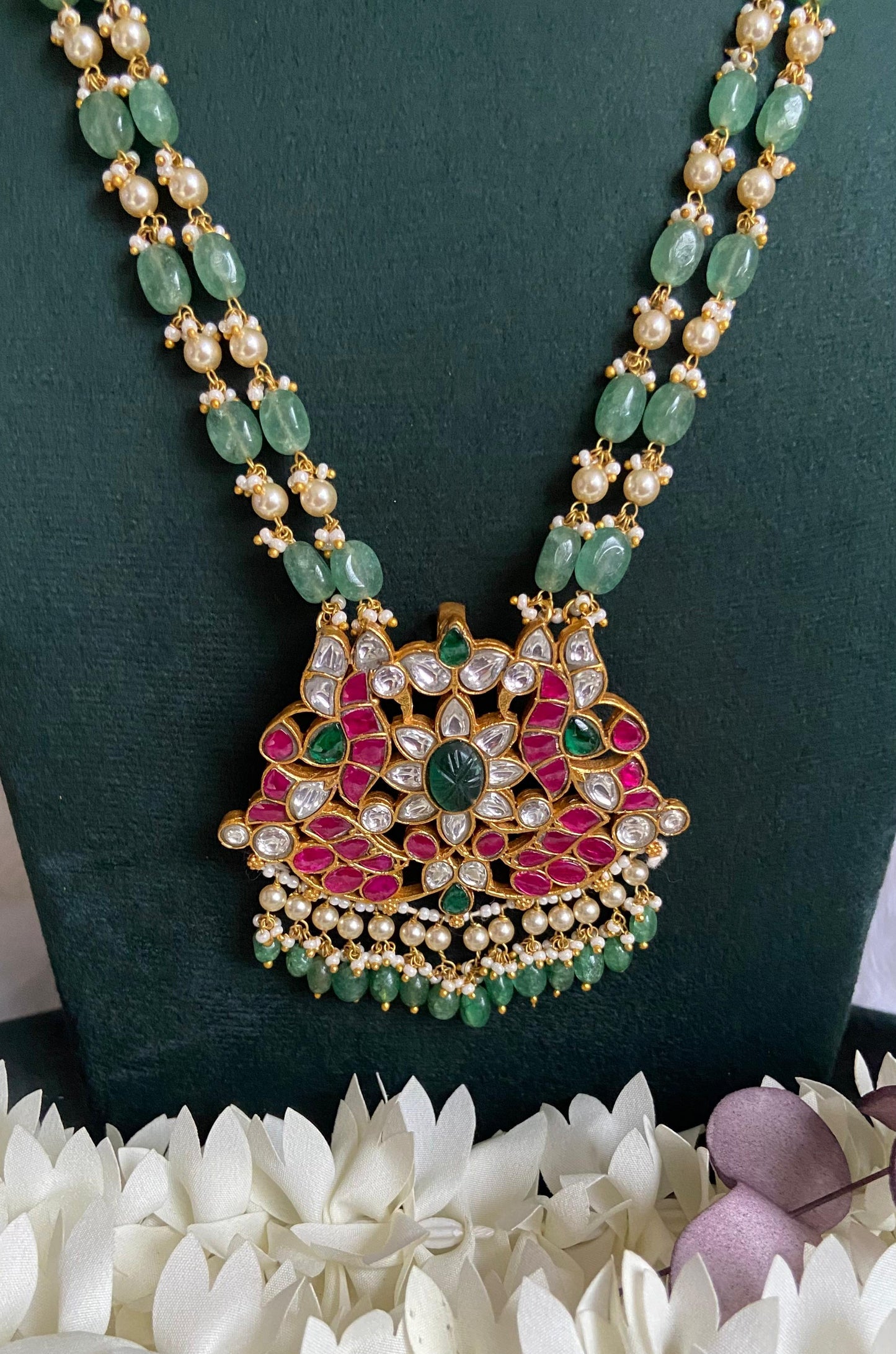 Gulabi Kundan Long Chain Set