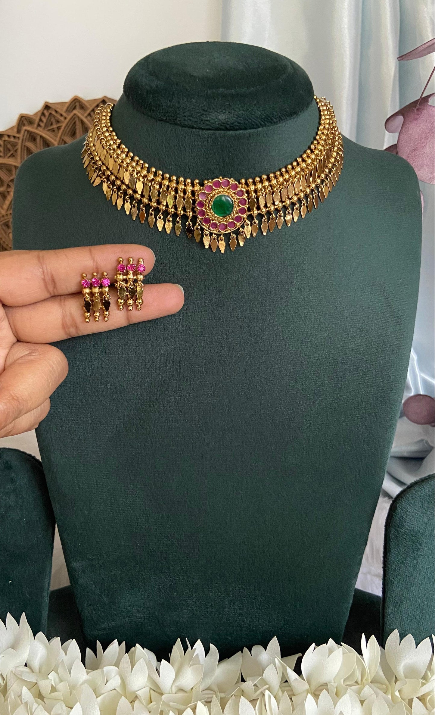 Gold Plated Antique Finish Palakka Elakathali Set