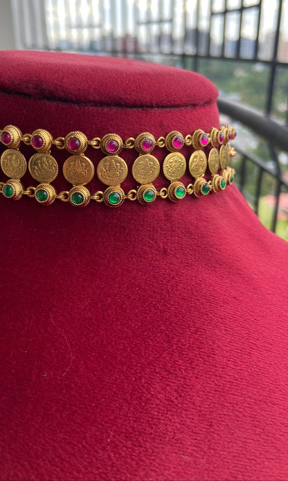 Multi Colour Coin Choker Set