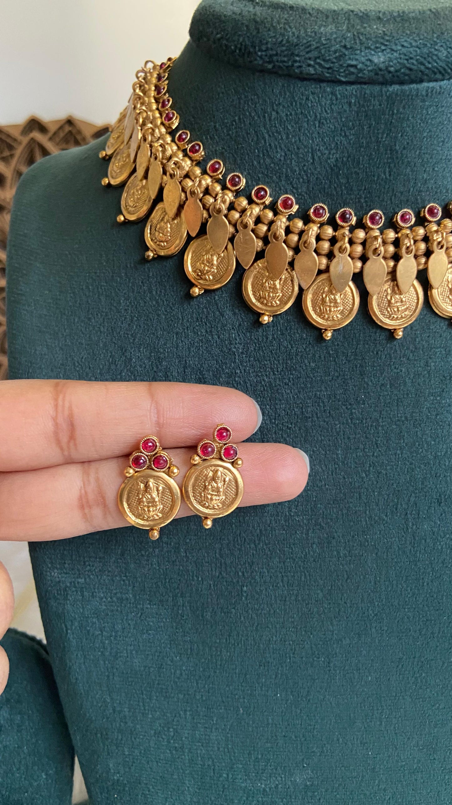 Thara Ruby Elakathali Coin Necklace Set