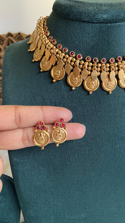 Thara Ruby Elakathali Coin Necklace Set