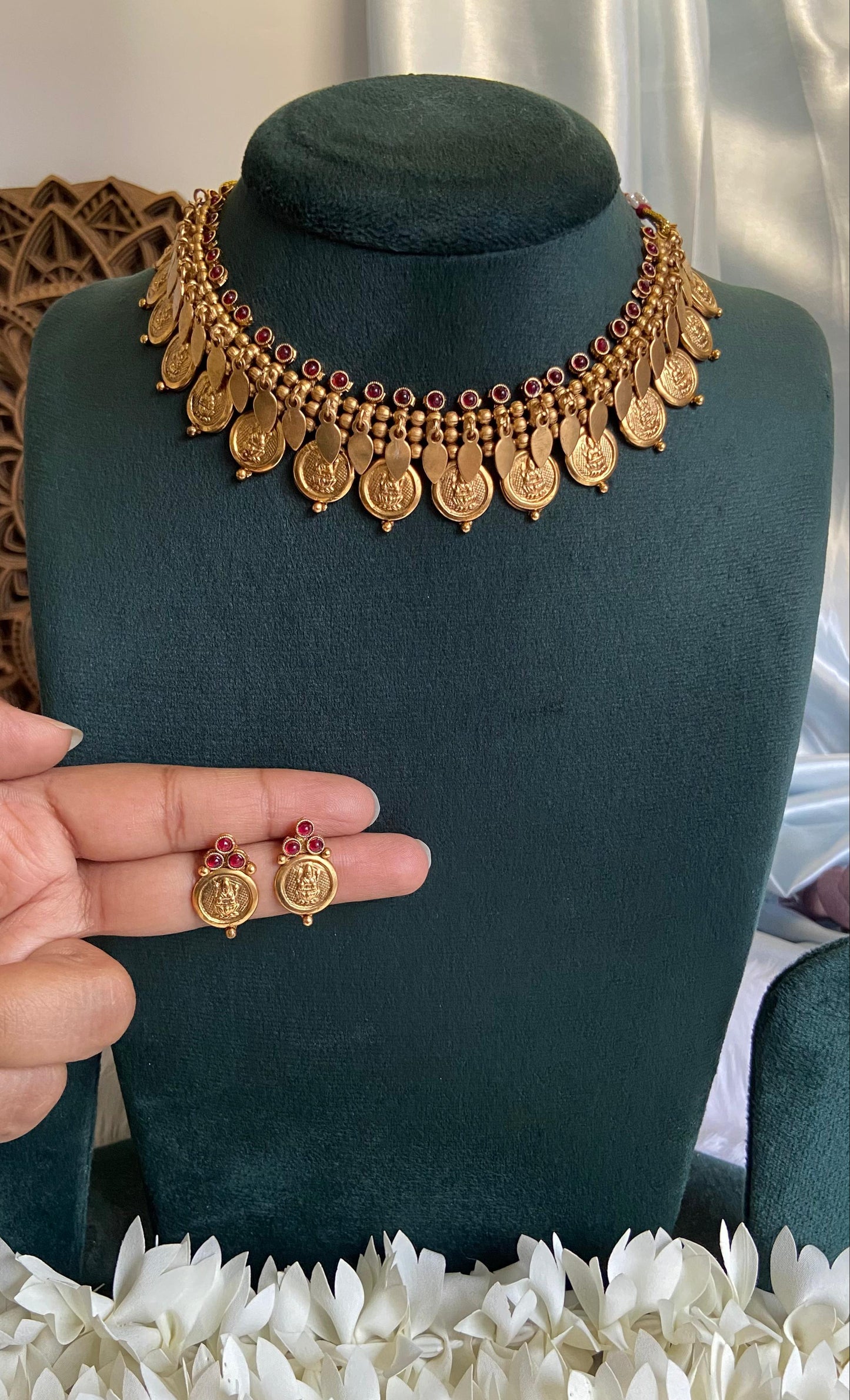 Thara Ruby Elakathali Coin Necklace Set