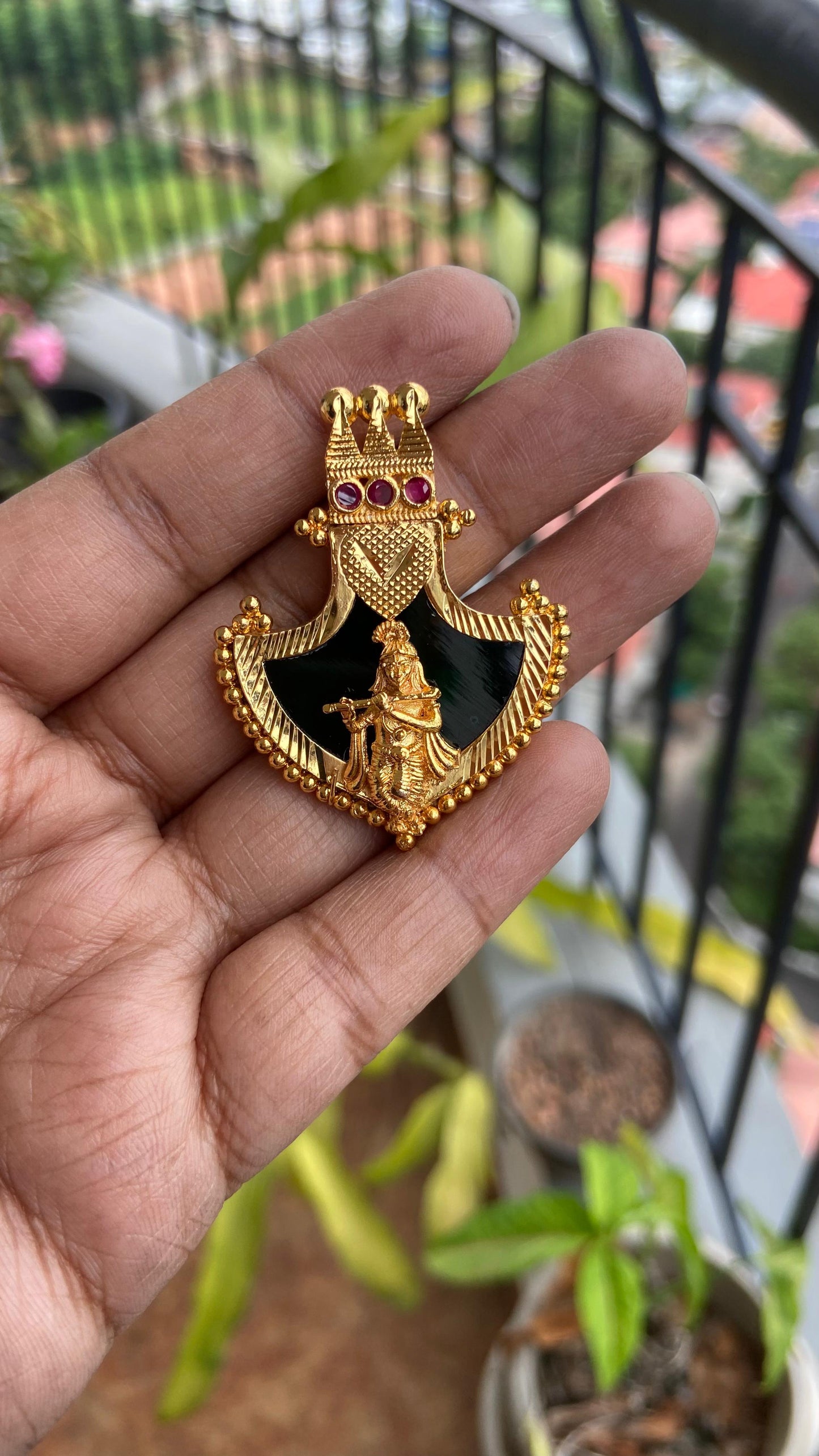 Green Palakka Krishna Pendant