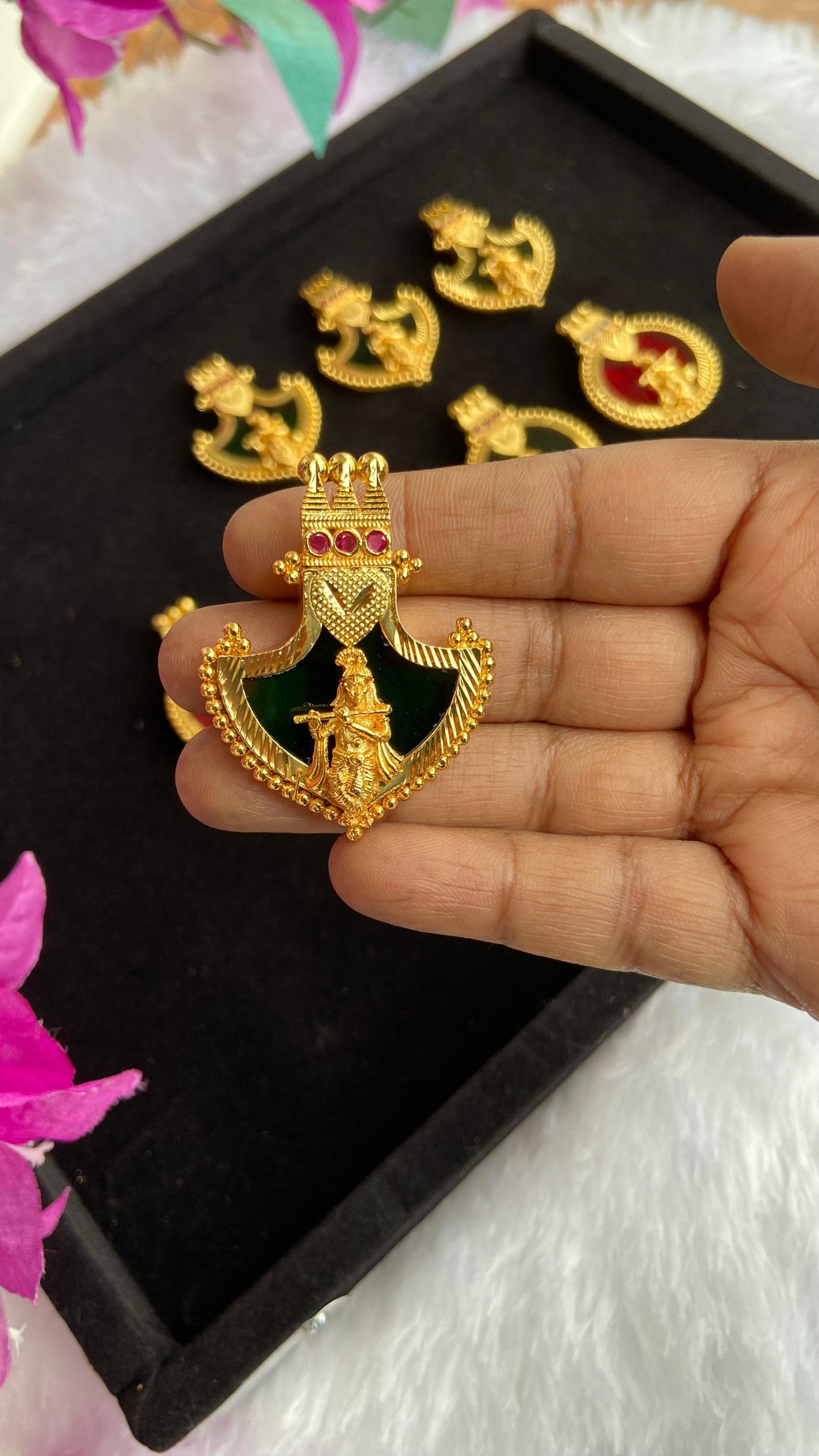 Green Palakka Krishna Pendant