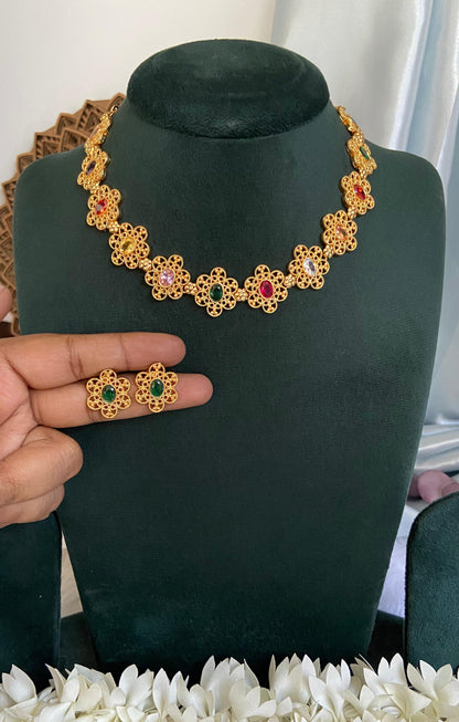 Suvarna Multi Stone Necklace Set