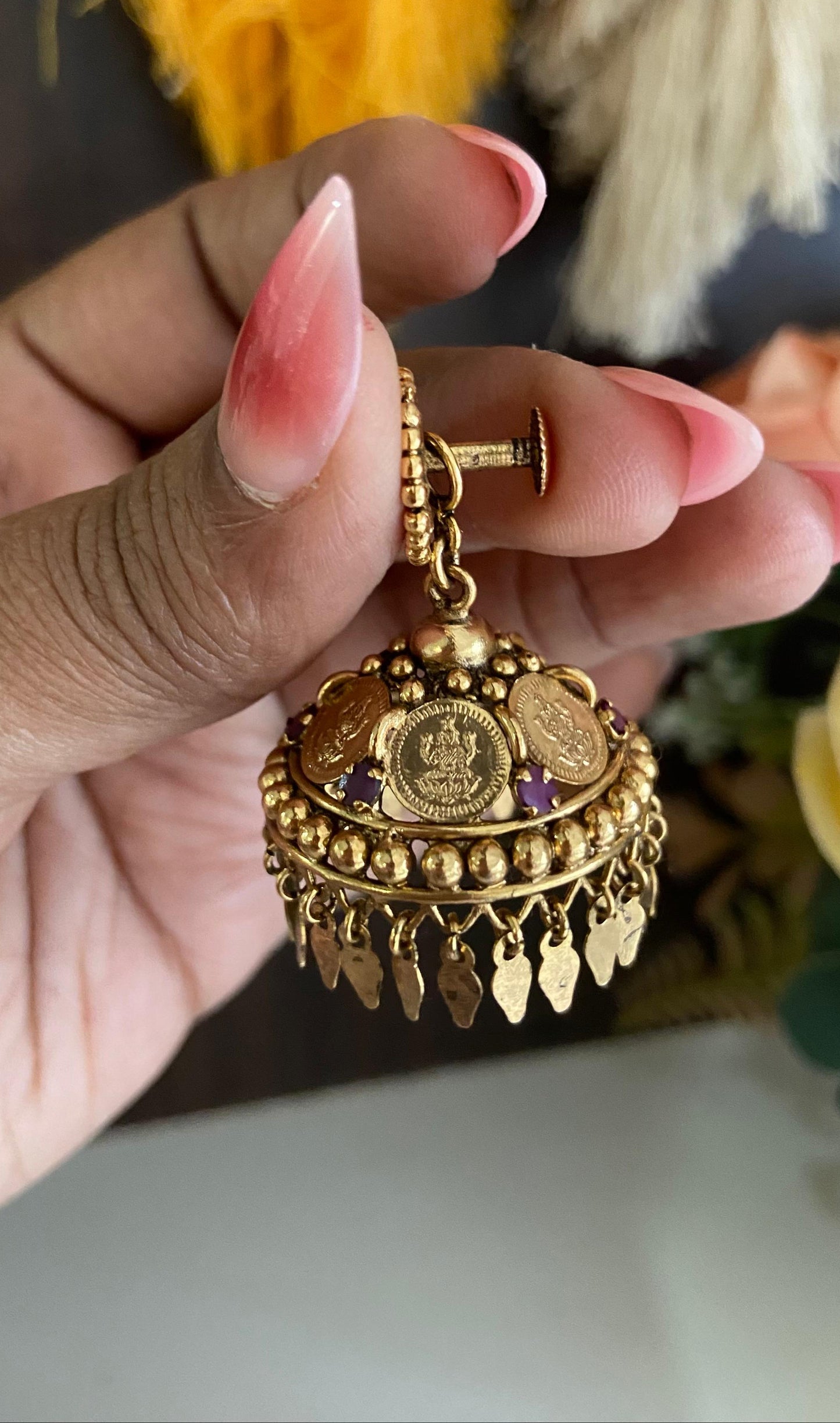 Antique Finish Coin Elakathali Jumka