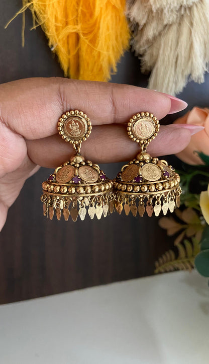 Antique Finish Coin Elakathali Jumka