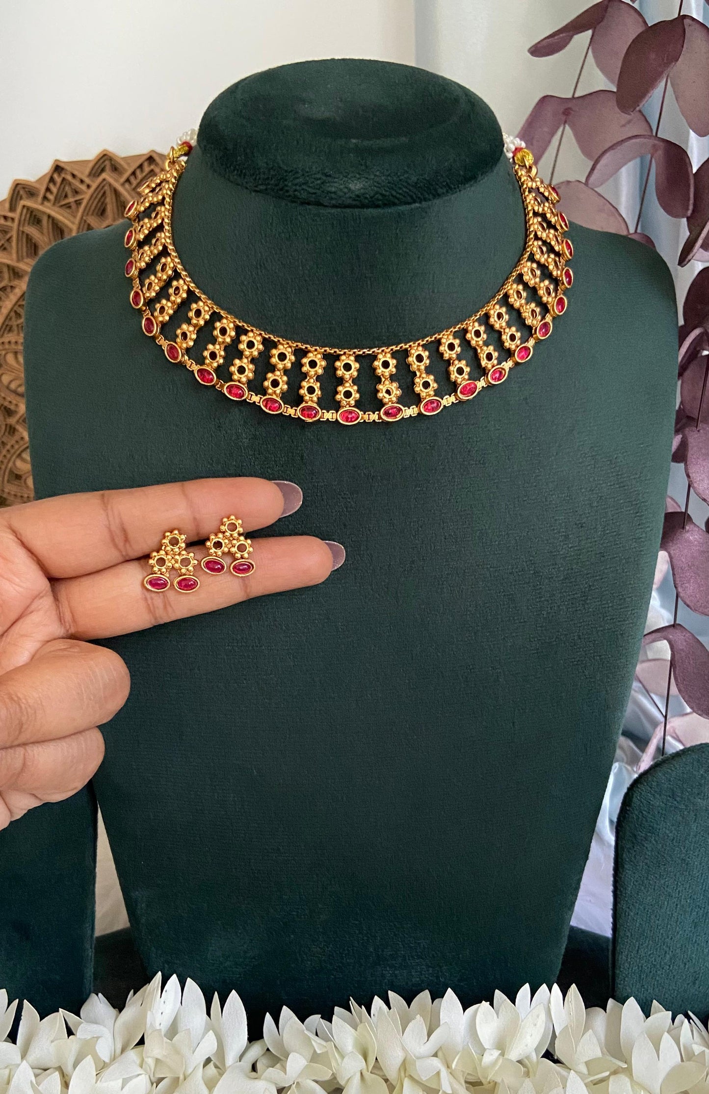 Padmaja Ruby Necklace Set