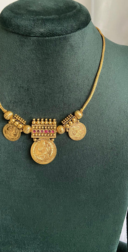 Rudra Antique Lakshmi Coin Necklace Set