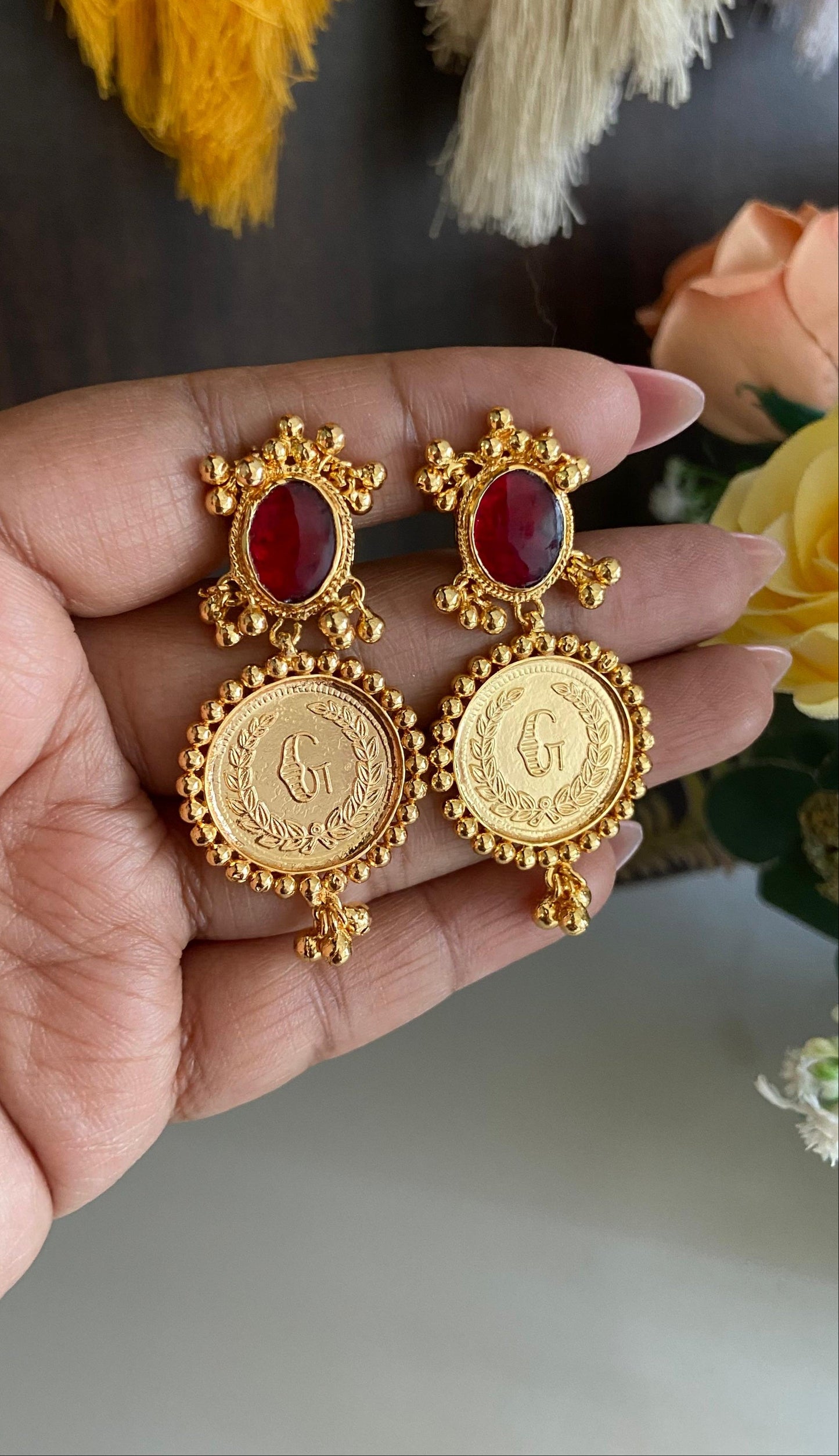 Vrinda Ruby Non idol Earring