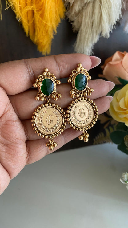 Vrinda Emerald Non idol Antique Earring