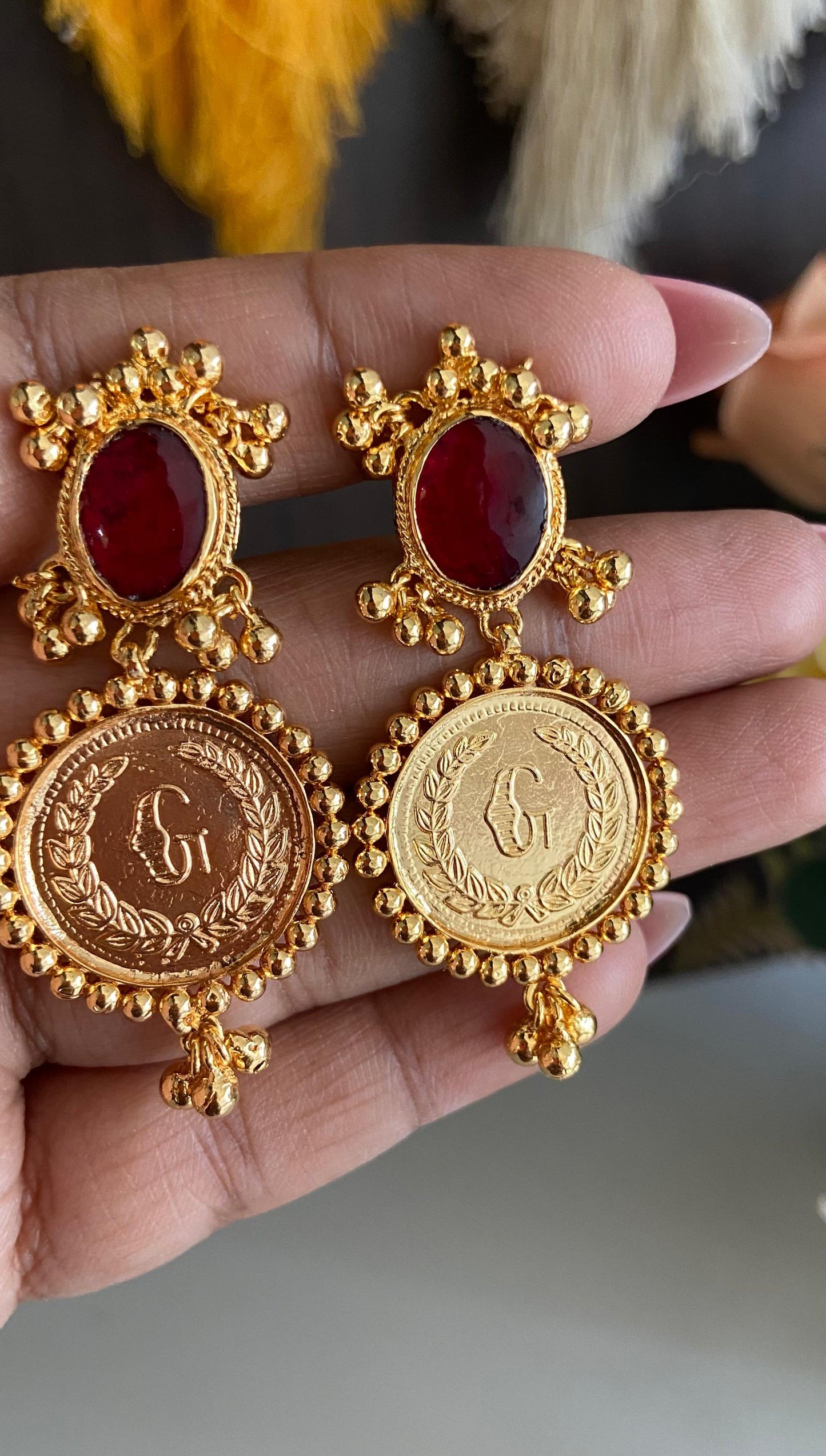 Vrinda Ruby Non idol Earring