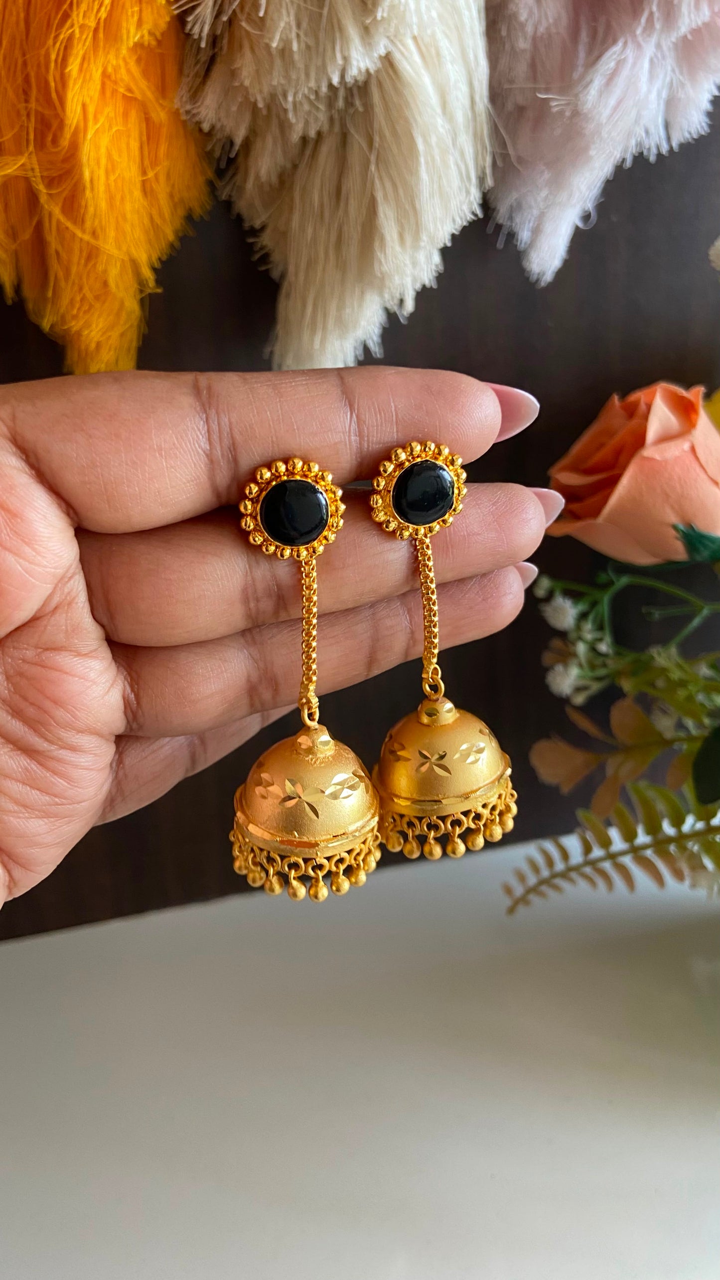 Black Palakka Long Drop Jumka