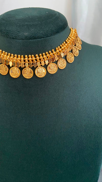 Gold Plated Elakathali Coin Choker Set
