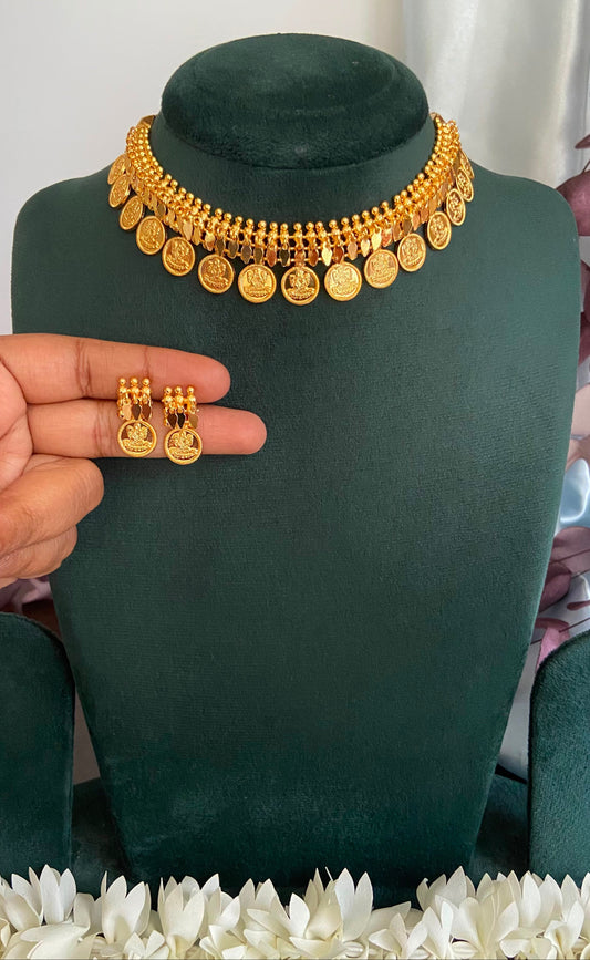 Gold Plated Elakathali Coin Choker Set