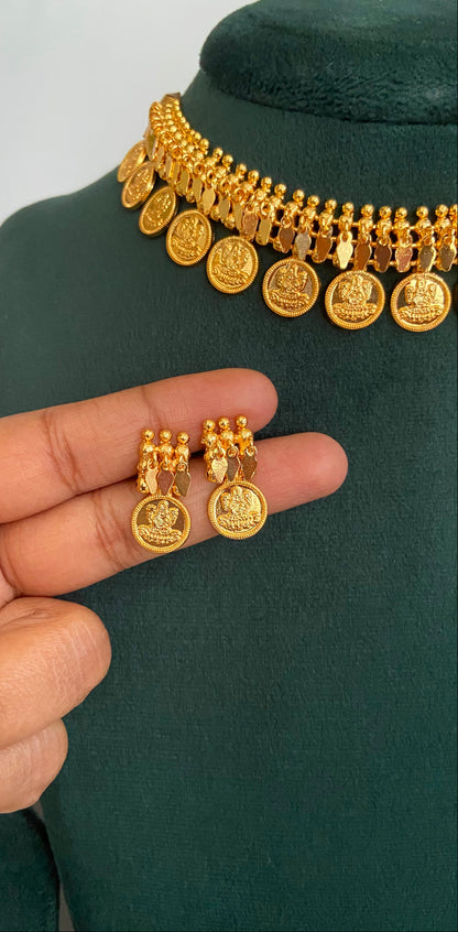 Gold Plated Elakathali Coin Choker Set