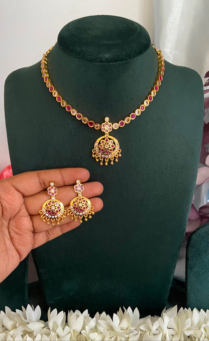 White And Pink Multi Colour Attigai Set
