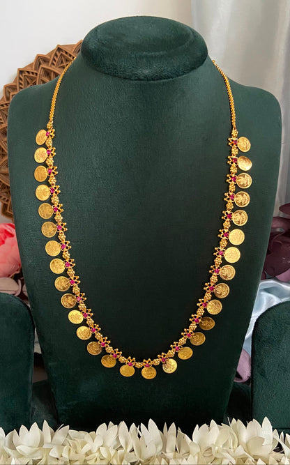 30 Lakshmi Ruby Coin Mid-Long Necklace