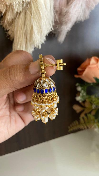 Blue Jadau Kundan Jumka