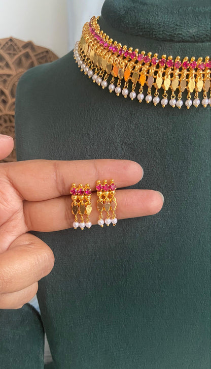 Ruby Pearl Single Line Elakathali Set