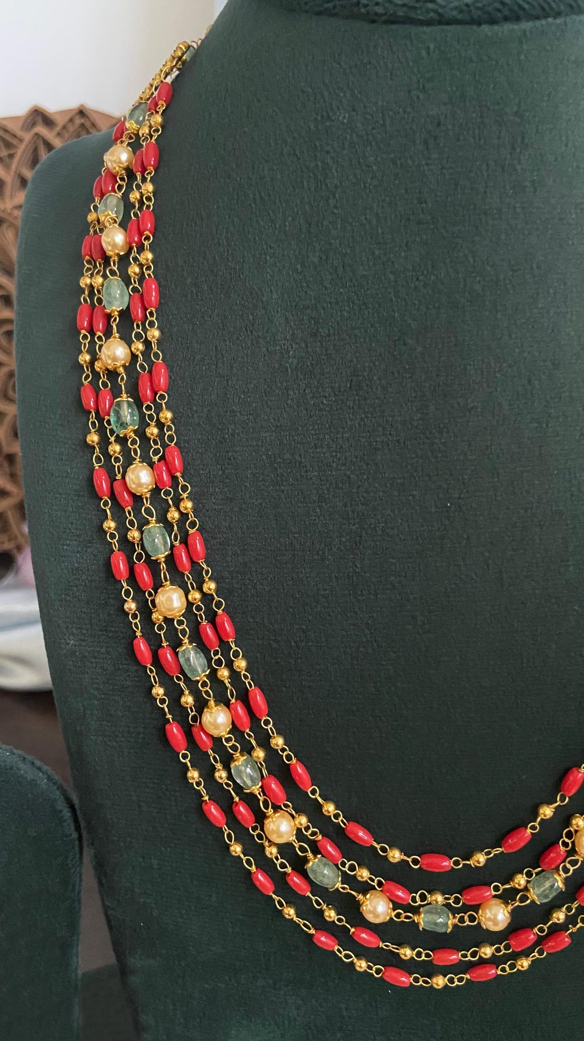 Asmitha Five Layer Coral Pearl Necklace