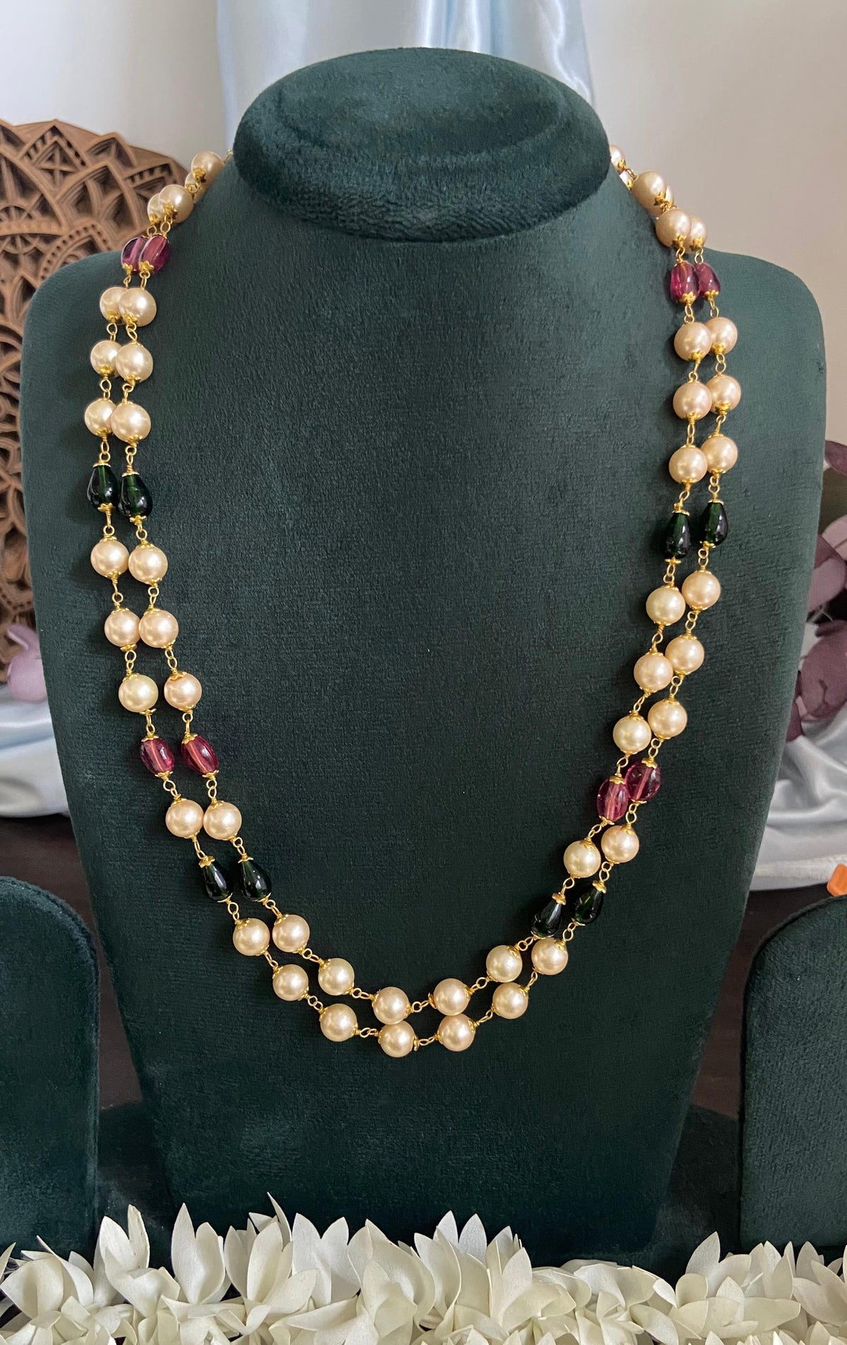 Aarohi Double layer Multi Colour Pearl Necklace