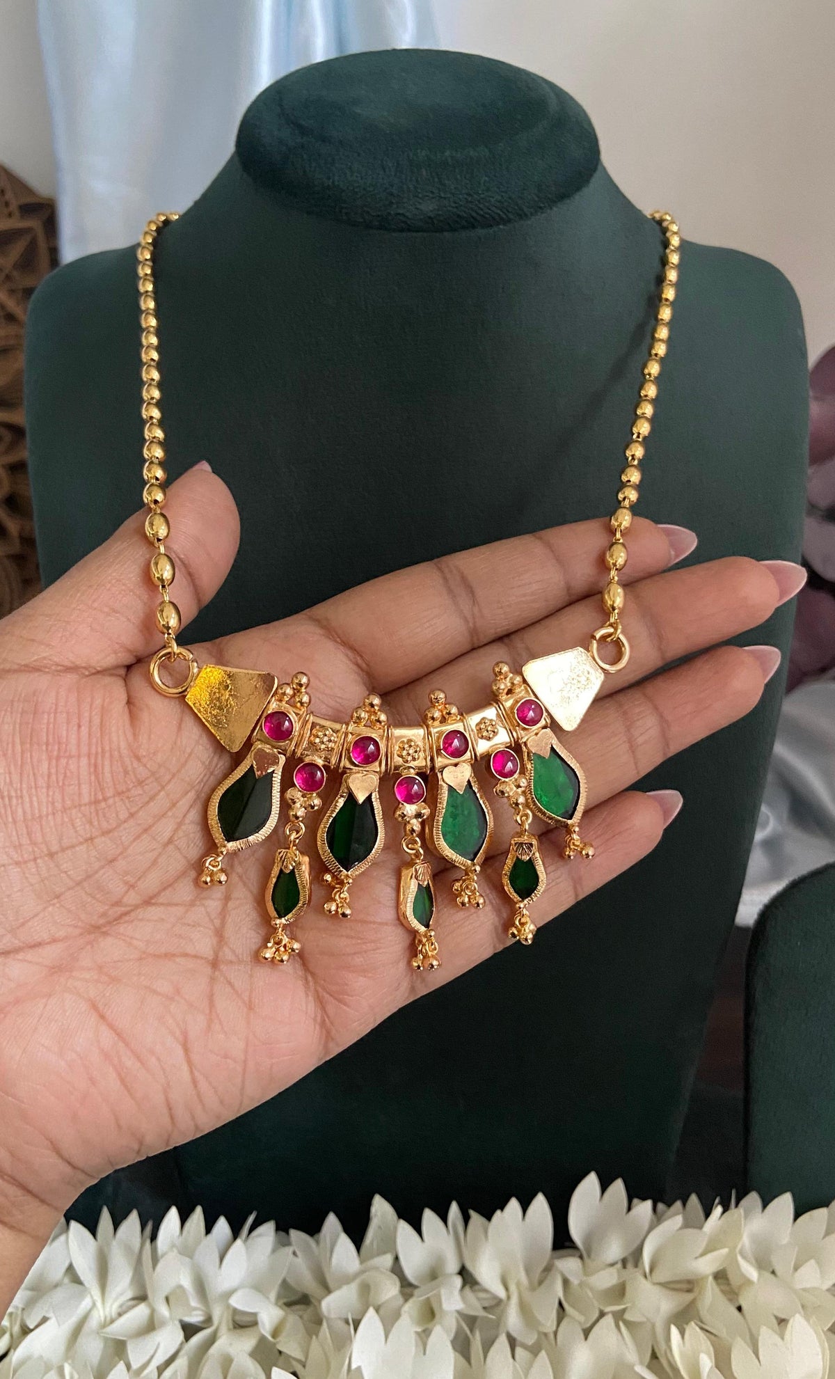 Double Layer Nagapadam Pendant With Gothambu Chain